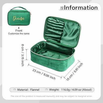 Personalized Name Makeup Bags - Monogrammed Gift for Women Girls Cosmetic Bag with Zipper Gift Ideal for Teen Girls Women Birthday Friend Mom (Green)