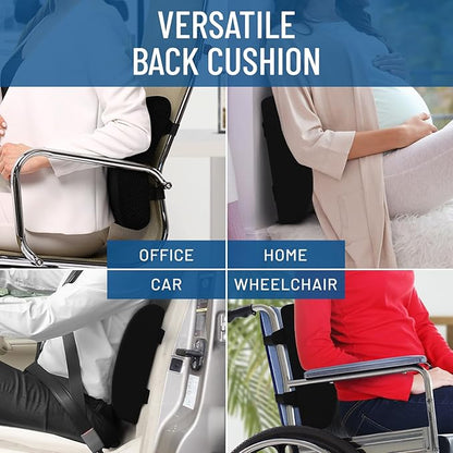 Everlasting Comfort Lumbar Support Pillow for Office Chair - Memory Foam Back Cushion for Car Seat - Promotes Better Posture, Back Pain Relief - Ideal Gaming and Desk Chairs Work and Home Essentials