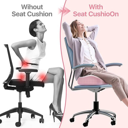 Seat Cushion, Extra Large Memory Foam Cushion for Office Chair Cushions, Ergonomic Cushions Pad Pillow for Pressure Relief Sciatica & Pain Relief for Long Sitting, Pink