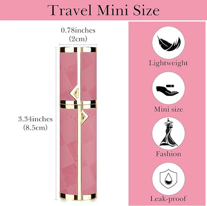 LUEXBOX 5ml Refillable Perfume Bottle, Faux Leather Atomizer Perfume Spray Pump, Portable Fragrance Mist Dispenser for Travel, Scent Mini Bottle with Pocket Size (Rose)
