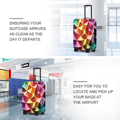 Abstract Geometric Luggage Cover, 3D Gradient Polygons Waterproof Anti-Scratch Suitcase Protector, Modern Travel Case