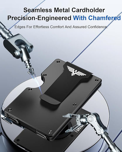 Minimalist Wallet for Men, Metal Wallet with Money Clip, Slim Compact Wallet, RFID Blocking Card Holder, Metal Aluminum Credit Card Holder, Holds up to 20 Cards