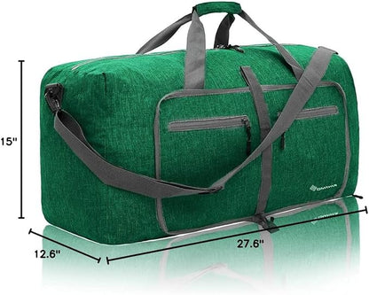 Dimayar 85L Travel Duffle Bag for Men Women - Foldable Duffel Bag with Shoes Compartment - Overnight Bags Waterproof & Tear Resistant(Forest Green)