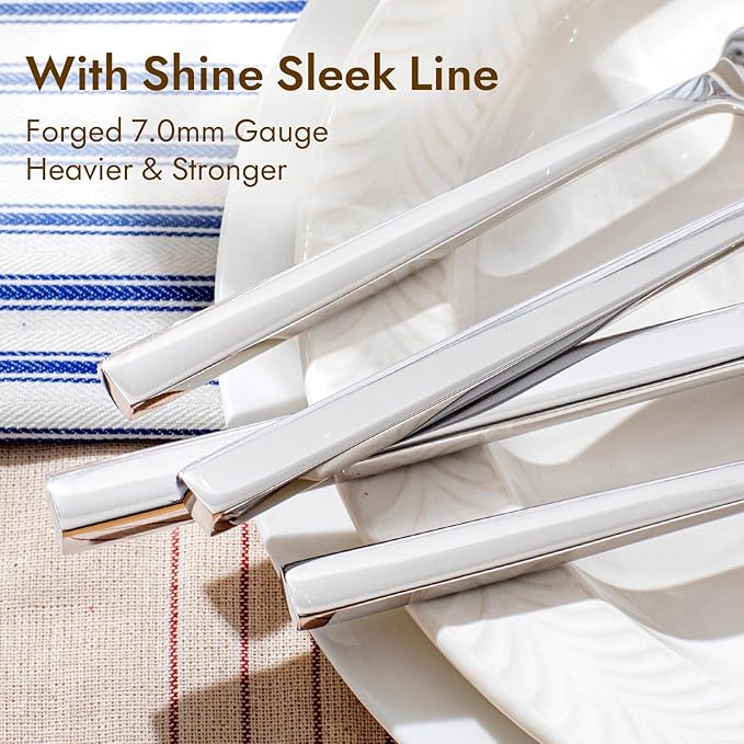 KINGSTONE Silverware Set, 30-Piece Flatware Cutlery Set Premium Stainless Steel, Service for 6, for Kitchen, Home, Wedding, Party, Mirror Polished and Dishwasher Safe