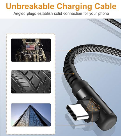 sweguard USB Type C Charger Cable Right Angle [2-Pack,3.3FT] 3.1A Nylon Braided Cord for iPhone 17 16 15 Pro Max Plus iPhone Air Samsung Galaxy S25 S24 S23 S22 S21 S20 Note 20 A15 Flip Pixel LG Moto