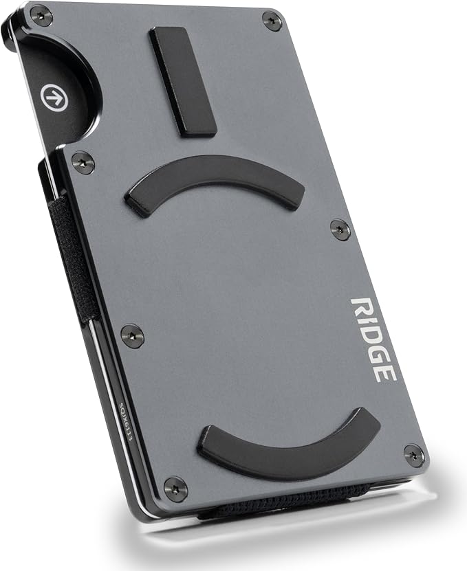 Ridge Wallets for Men Compatible with Magsafe - Slim Minimalist Compact Wallet and Card Holder, RFID Protected Front Pocket Wallets for Men with Integrated Cash Strap (Gunmetal)