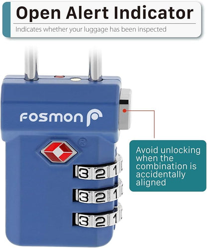 Fosmon TSA Approved Luggage Locks, Suitcase Travel Lock with Push Release Button, 3 Digit Combination Padlock for Gym Locker, Backpack Zipper- 4 Pack
