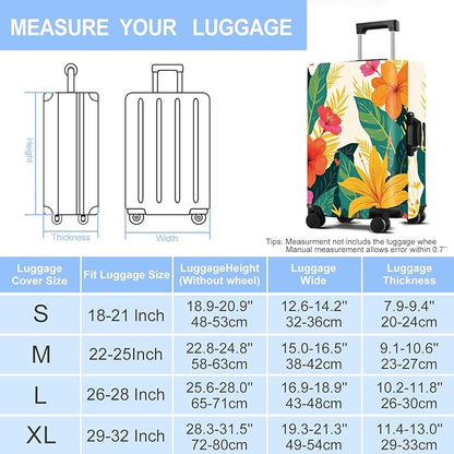 Luggage Cover Washable Suitcase Protector Anti-Scratch,Stretchable Fit for 20-34Inch Luggage Durable Travel Bag Cover with Zipper Closure (Flower, L(fits 28-30Inch suitcase))