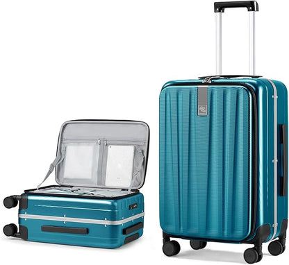 Hanke 26 Inch Large Luggage Hard Shell Top Opening Aluminum Frame Hardside Suitcase with Spinner Wheels, Checked Luggage for Men & Women Travel, Caribbean Blue