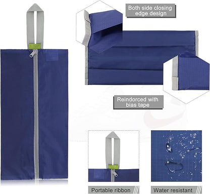 BeeGreen Black Navy Shoe Organizer Set - 6 Pack Shoe Bags For Travel with Zipper Closure and Handle,Stylish and Portable Nylon Shoe Storage for Men and Women's Travel Gifts and Home Storage