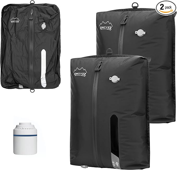 ONTYZZ TPU Vacuum Bag for Travel Reusable Compression Bag with IPX8 Waterproof Zipper Durable Space Saver Bag，LargeTwo Pack Dark Black with Air pump