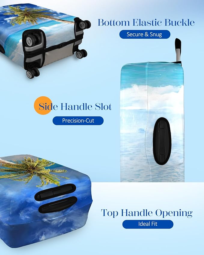 Slohif Luggage Cover for Suitcase Tsa Approved Protector - Luggage Sleeve Large Suit Case Cover Travel Stretch Baggage Case Protective Washable Fit 24-27 Inch Hawaii M