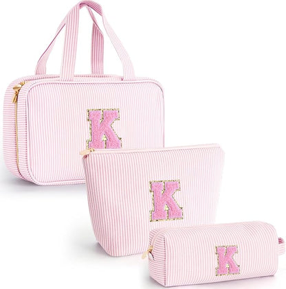 Christmas Gifts for Teenage Girls Stocking Stuffers for Teen Girls Initial Toiletry Bag | Cosmetic Travel Makeup Bag | 8 9 10 11 12 13 14 15 16 Years Old Girl Gifts Trendy Stuff - Pink K