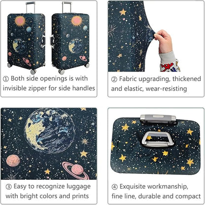 fancyfree Luggage Cover Washable Suitcase Protector Anti-scratch Suitcase cover (Interstellar Travel, L(25"-28" luggage))
