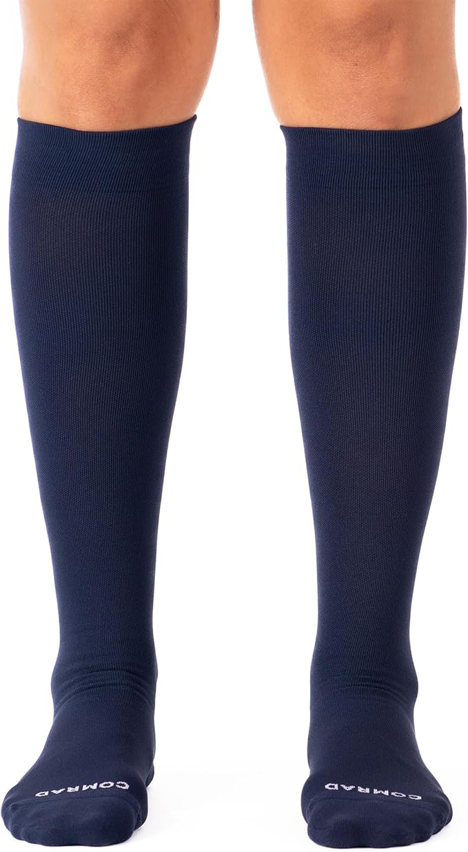 Comrad Nylon Knee High Socks - 15-20mmHg Graduated Compression Socks - Soft & Breathable Support Unisex Socks