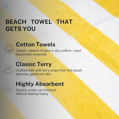 Cotton Turkish Beach Towel with Towels Oversized 30"x60" Pool Absorbent Extra Large Quick Dry Sand Travel Towel (Cabana Mix, 4 Pack)