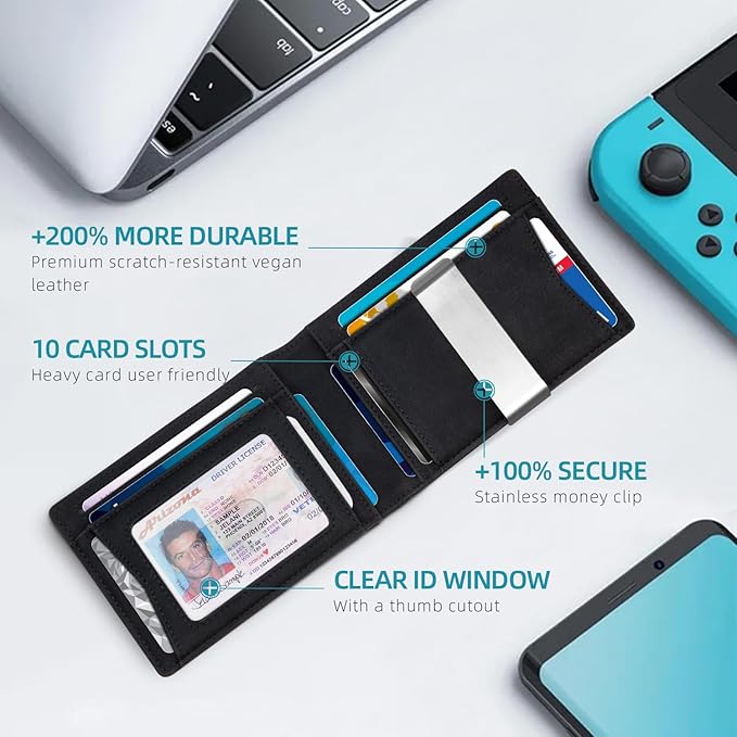 Zitahli Men's Wallets Airtag Holder Slim Rfid Leather with Gift Box