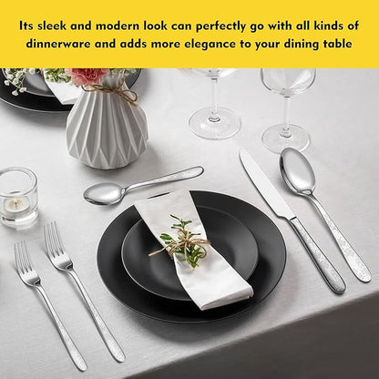 40 Piece Silverware Set, Service for 8, EIUBUIE Premium Stainless Steel Cutlery Set, Mirror Polished Flatware Sets with Pattern Handle, Modern Kitchen Eating Utensils Sets