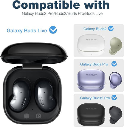 SURITCH Protective Case for Samsung Galaxy Buds FE(2023)/Buds 2 Pro(2022)/Buds 2(2021)/Buds Pro(2021)Buds Live(2020), Shockproof Sturdy Earbuds Cover for Charging Case with Heavy-Duty Carabiner, Blue