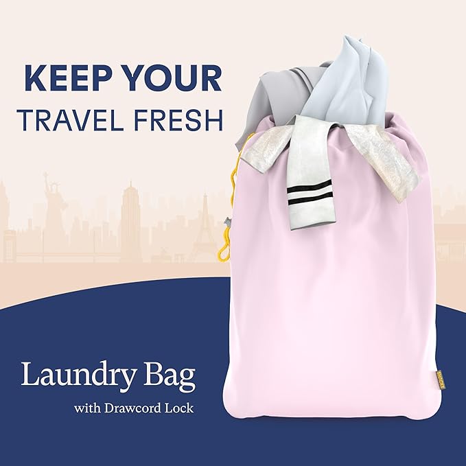 Shacke Premium 8 Packing Cubes Set - Lightweight Mesh Travel Luggage Organizers with Laundry Bag, 8-Piece Suitcase Storage System (Petal Pink)