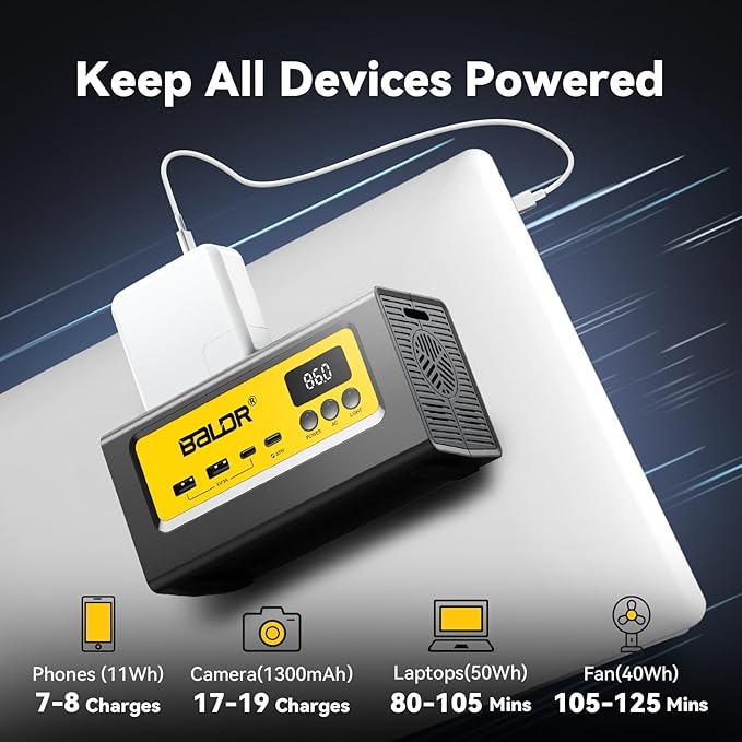 BALDR Portable Power Station 28000mAh, 90Wh LiFePO4 Battery Backup Camping Solar Generator Fast Charging with AC Outlet 150W Peak Power Bank for Home Backup Outdoor Emergency
