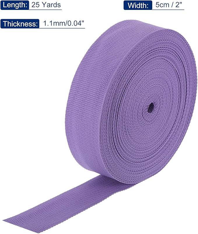 MECCANIXITY Lightweight Polypropylene Webbing Strap 2" 25 Yard Backpack Strapping Band Lavender Purple for Outdoor Luggage Cargo Straps