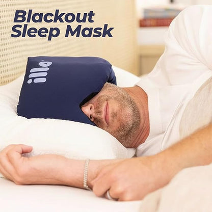 illo Wearable Pillow Sleep Mask | Soft Mulberry Silk Blackout Sleeping & Napping Eye Mask | Best for Home Bed, Work, Airplane, Side Sleeper | Reversible as Travel Neck Pillow | Women & Men