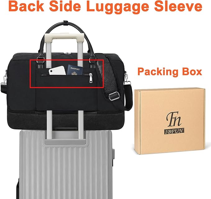 IBFUN Weekender Bags for Women, 21" Weekender Travel Bag, Travel Duffle Bag with Shoe Compartment Carry on Overnight Duffel Bag for Weekend Travel Business Trip