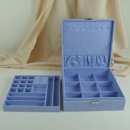 Jewelry Boxes 10 x 10 Inches 2-layer Handle Necklace Holder Organizer Jewellery Women Rings Storage Display Girls Earrings Case Lockable Jewelry Tray GY641 (Lavender)
