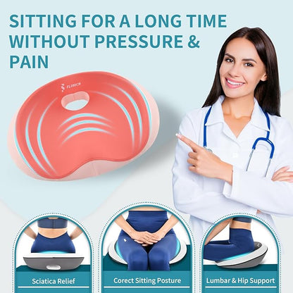 FLORICH Car Neck Headrest Pillows, Ergonomic Office Chair Seat Cushions, Car Lumbar Back Support Pads, for Back Butt Sciatica Tailbone Hip Pain Pressure Relief Comfortable Spine Hip Pillow