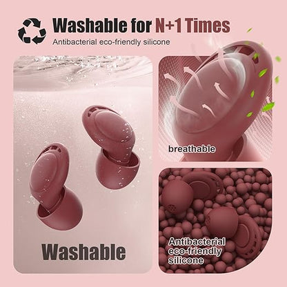 Ear Plugs for Sleeping Noise Reduction, Beinkap Reusable Earplugs Hearing Protection for Focus, Study, Work – 6 Pair Eartips in S/M/L – Flexible Silicone Soft – 35dB Noise Cancelling - Red