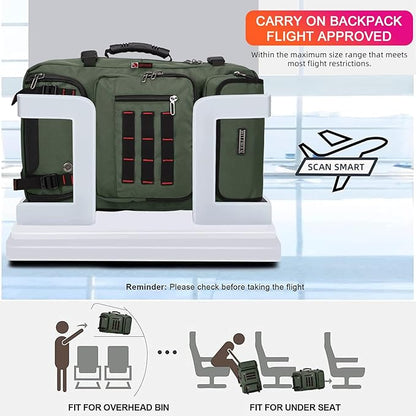 WITZMAN Carry on Travel Backpack for Men Women Airline Approved Convertible Nylon Duffle Backpack Luggage Bag (B682 Army Green)