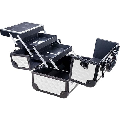 SHANY Premier Fantasy Professional Makeup Train Case Cosmetic Box Portable Makeup Case Organizer Jewelry storage with Locks, 3 Trays, Makeup Brush Holder and Cosmetics Mirror - Snow White