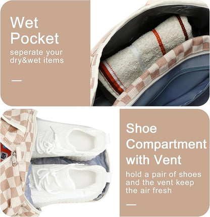 BLUBOON Duffle Bag Girls Kids Cute Gym Bag with Shoes Compartment & Wet Separation Waterproof Sports Overnight Travel Bag