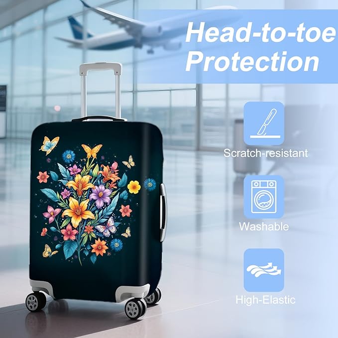 ANNA QUEEN Travel Luggage Cover Suitcase Protector Suitcase Cover Anti-Scratch,Stretchable Bag Cover Washable Durable Polyester