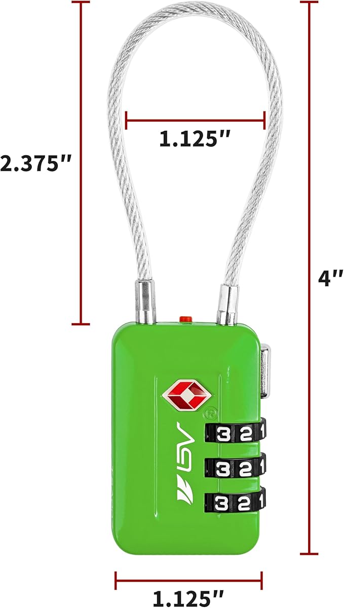 TSA Accepted Luggage Travel Lock, Set-Your-Own Combination Lock for School Gym Locker, Luggage Suitcase Baggage Locks, Filing Cabinets, Toolbox, Case(Green, 4 Pack)
