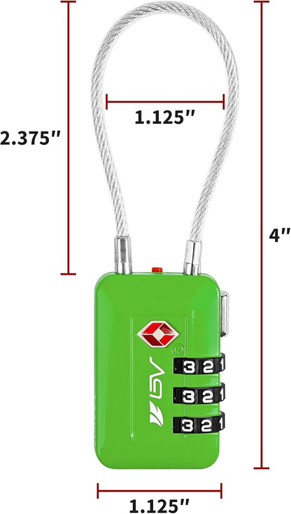 TSA Accepted Luggage Travel Lock, Set-Your-Own Combination Lock for School Gym Locker, Luggage Suitcase Baggage Locks, Filing Cabinets, Toolbox, Case(Green, 4 Pack)