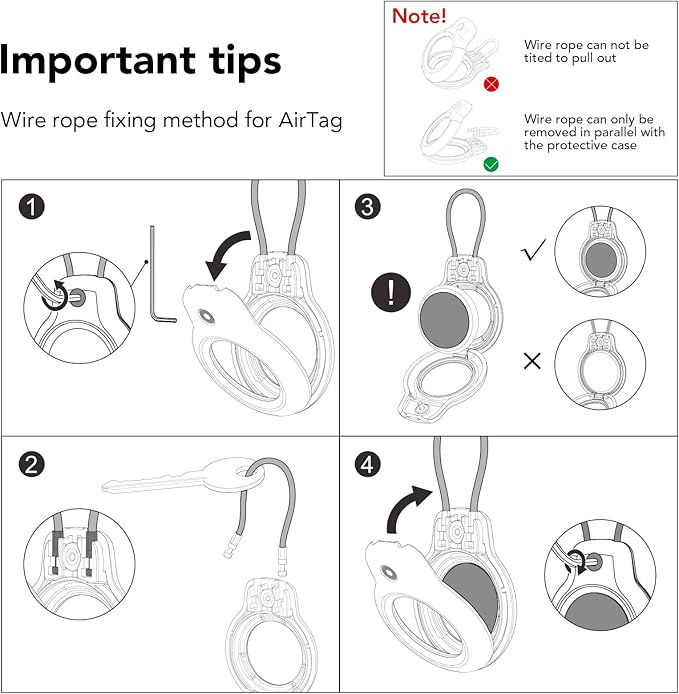 SPGUARD for AirTag Holder Metal Case with Keychain Full Protective Air Tag Cover for Apple Air TagHolder with Wire Cable Luggage Lock Keyring Key Chain Accessories for GPS Item Tracker for Kids