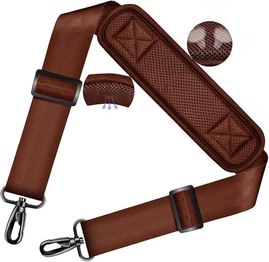 ZINZ Shoulder Strap 78" Universal Handbag Strap with Ultra-thick Fixed Padded and Dual Balanced Adjustable Buckles Shoulder Crossbody Strap for Briefcase Messenger Bag Laptop bag Luggage，Brown