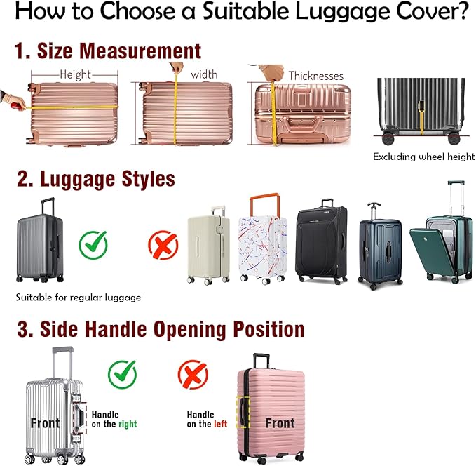 No Disassembly Suitcase Covers for Luggage - 20 Inch Clear Luggage Cover Protector, B/W Check PVC Luggage Protector Suitcase Cover