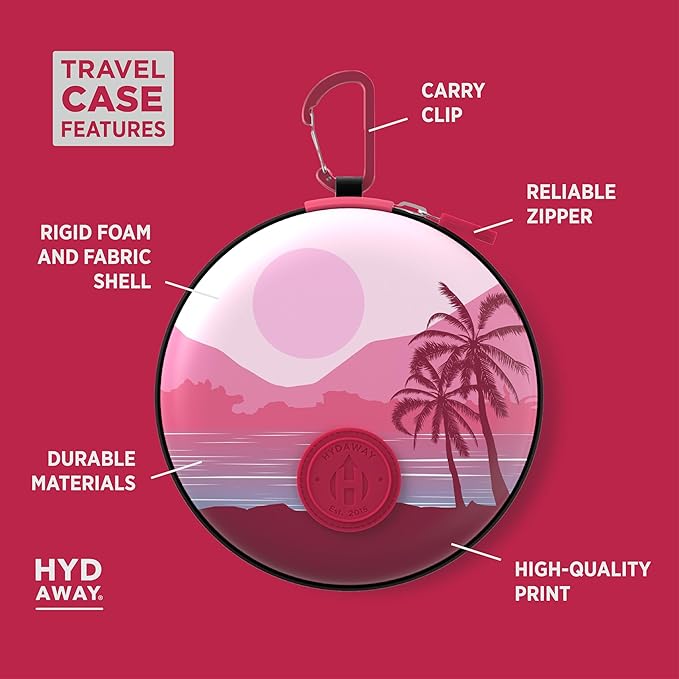 HYDAWAY Travel Case for Collapsible Bottles, Bowls & Cups - Protective Storage with Carabiner Clip - Durable, Water-Resistant, TSA-Friendly