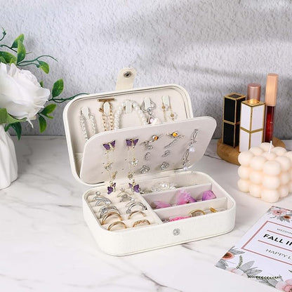 6 Pcs Travel Jewelry Box, PU Leather Mini Travel Jewelry Organizer for Women Girls, Double Layer Portable Small Ring Case, Display Storage Holder Boxes for Stud Earrings, Rings, Necklaces, Bracelets (