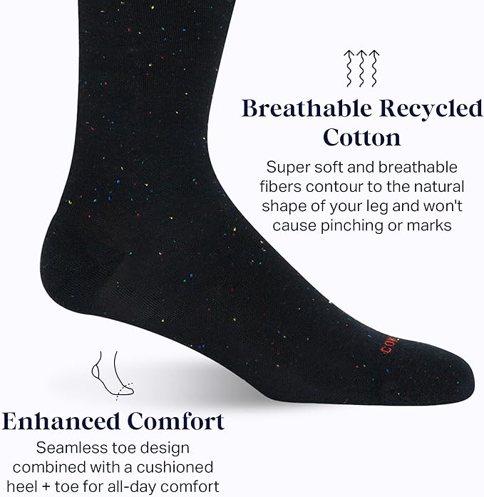 Comrad Recycled Cotton Knee High Socks - 15-20mmHg Graduated Compression Socks - Soft & Breathable Support Socks, Unisex