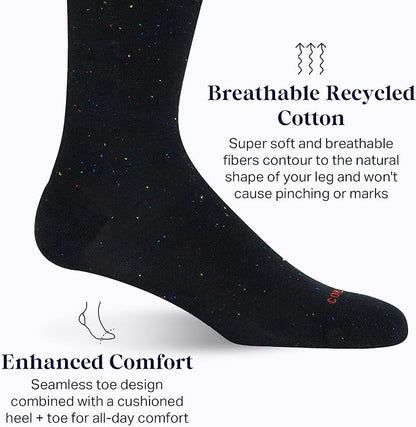 Comrad Recycled Cotton Knee High Socks - 15-20mmHg Graduated Compression Socks - Soft & Breathable Support Socks, Unisex
