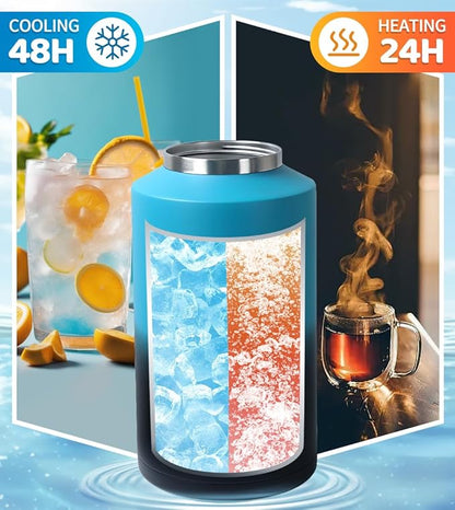 Insulated Water Bottle, 1 Gallon Jug with Handle, 128 oz Stainless Steel Large Water Bottle Wide Mouth Double Vacuum for Hot & Cold Drinks, Gradient Blue