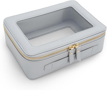 Aveniee Clear Makeup Bag Organizer,Large Travel Toiletry Bag for Women, Waterproof Cosmetic Pouch with Zippers,Car Organizers and Storage Case for Accessories,Blue