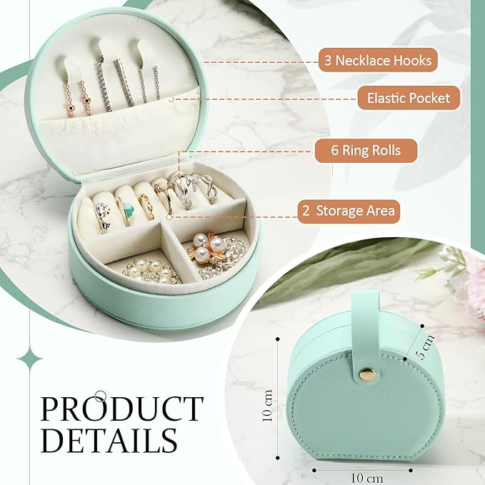 Weysat 12 Pack Jewelry Case Mini Leather Bridesmaid Travel Jewelry Gift Box Bulk Small Earring Storage Organizer (Light Green)