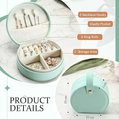 Weysat 12 Pack Jewelry Case Mini Leather Bridesmaid Travel Jewelry Gift Box Bulk Small Earring Storage Organizer (Light Green)