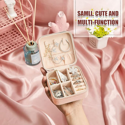 Taiyin 6 Pcs Travel Jewelry Case Box Bridesmaid Gifts Bulk Travel Jewelry Cases Boxes Small Jewels Organizers Mini Accessories Ornaments Storage for Women Girls Wedding Gifts (Pink,Rose Red)