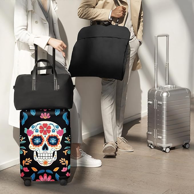 ANNA QUEEN Halloween Skulls Travel Luggage Cover Suitcase Protector Suitcase Cover Halloween Decorations Anti-Scratch,Stretchable Bag Cover Washable Durable Polyester